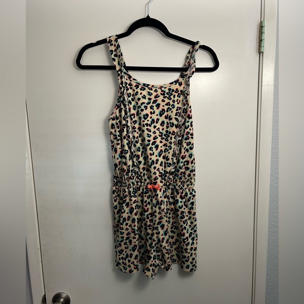 Tan jumpsuit with cheetah print